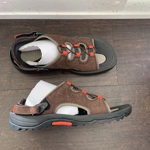 Lands End Brown & Orange Beach Sandals Men’s 8M NE